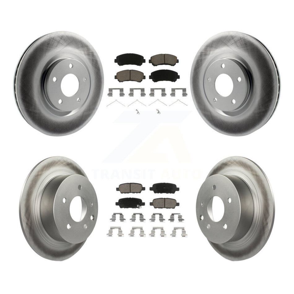 Front Rear Coated Disc Brake Rotors And Ceramic Pads Kit For 2007-2012 Nissan Sentra SE-R Spec V KGC-101169