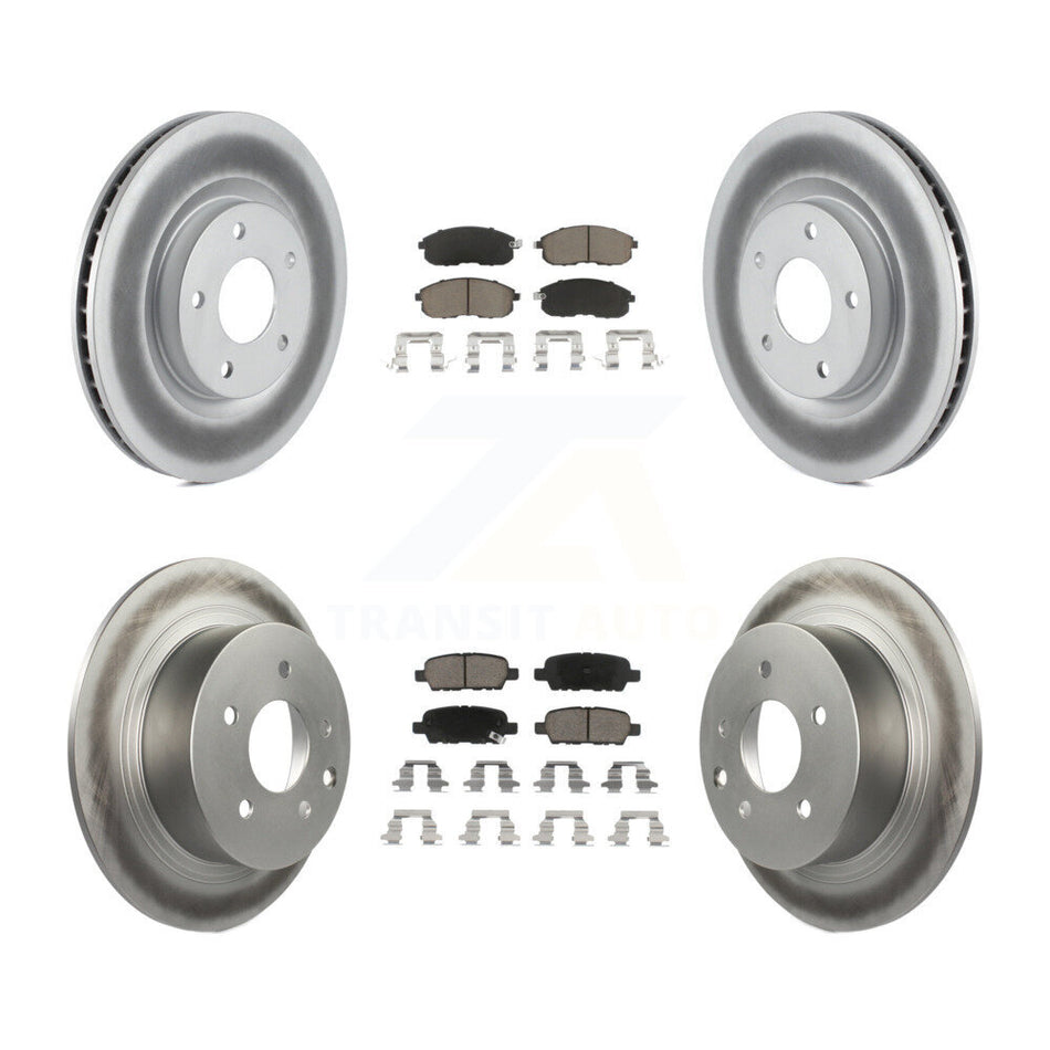 Front Rear Coated Disc Brake Rotors And Ceramic Pads Kit For 2007-2012 Nissan Sentra SE-R KGC-101170