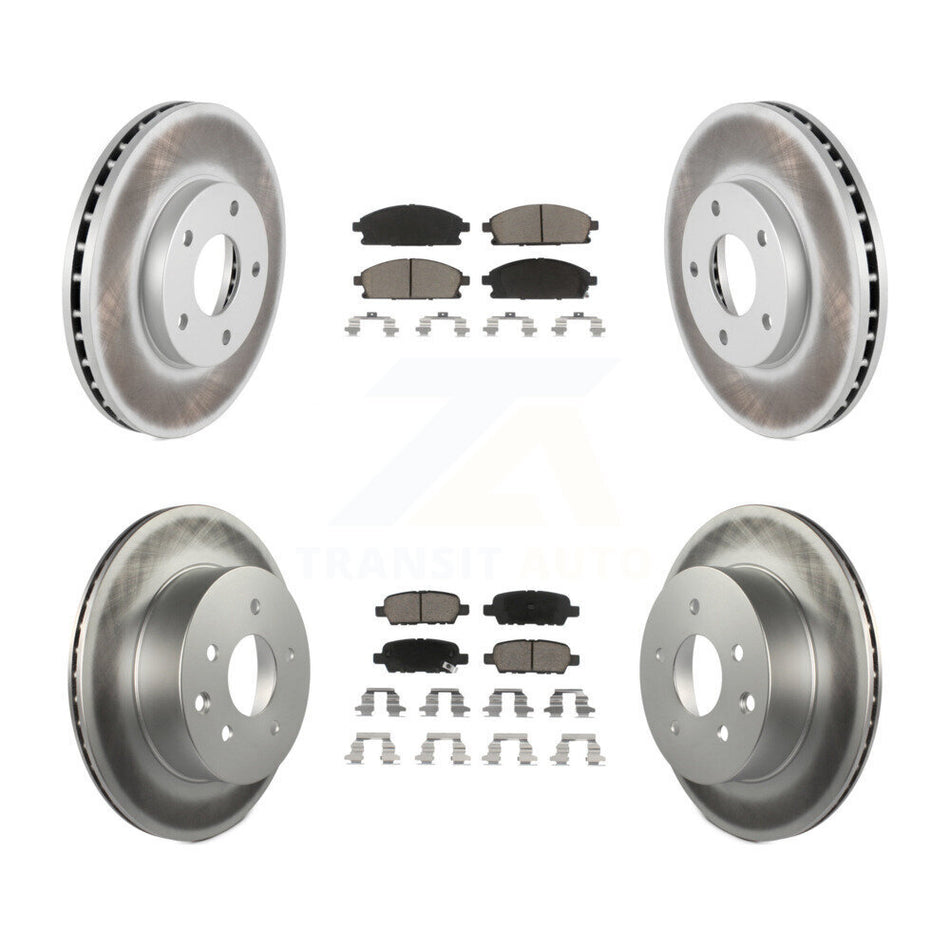 Front Rear Coated Disc Brake Rotors And Ceramic Pads Kit For 2005-2006 Nissan X-Trail KGC-101189