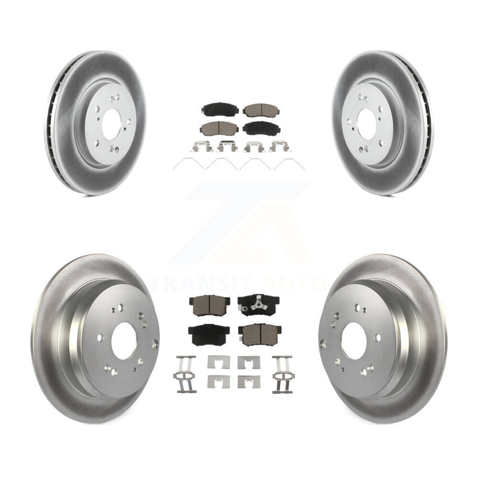 Front Rear Coated Disc Brake Rotors And Ceramic Pads Kit For 2012-2016 Honda CR-V AWD KGC-101218