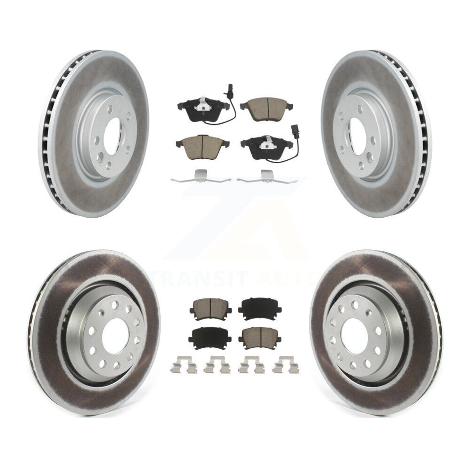 Front Rear Coated Disc Brake Rotors And Ceramic Pads Kit For Volkswagen CC With 340mm Diameter Rotor KGC-101228