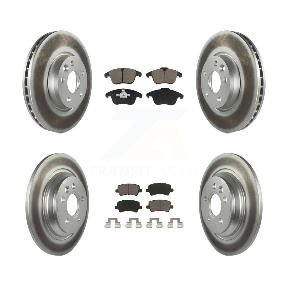 Front Rear Coated Disc Brake Rotors And Ceramic Pads Kit For 2013-2014 Volvo S60 With 300mm Diameter Rotor KGC-101250