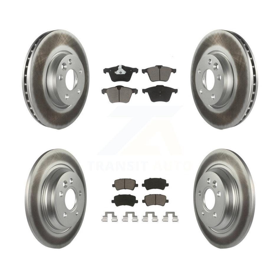 Front Rear Coated Disc Brake Rotors And Ceramic Pads Kit For 2008 Volvo V70 With 300mm Diameter Rotor KGC-101253