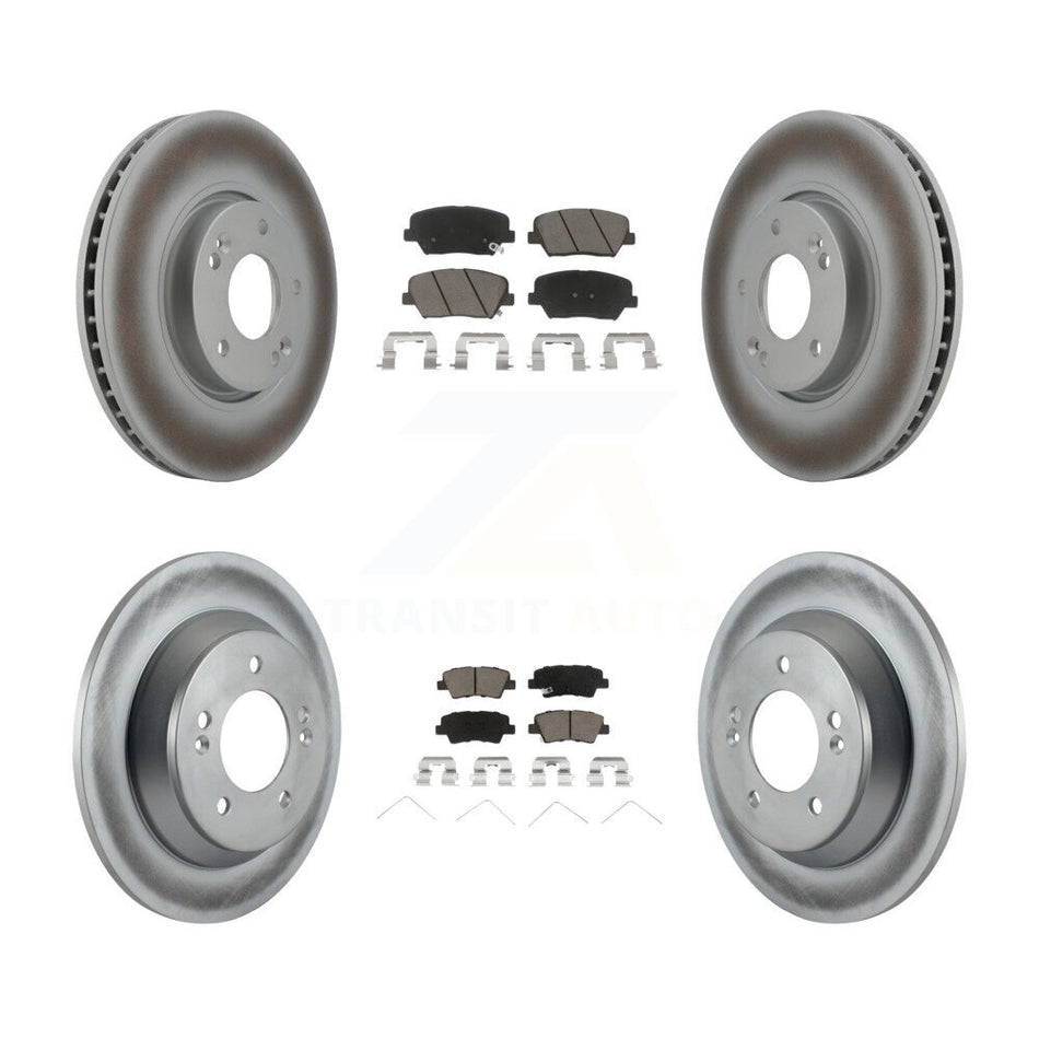Front Rear Coated Disc Brake Rotors And Ceramic Pads Kit For 2014-2017 Kia Rondo With Manual Parking KGC-101266