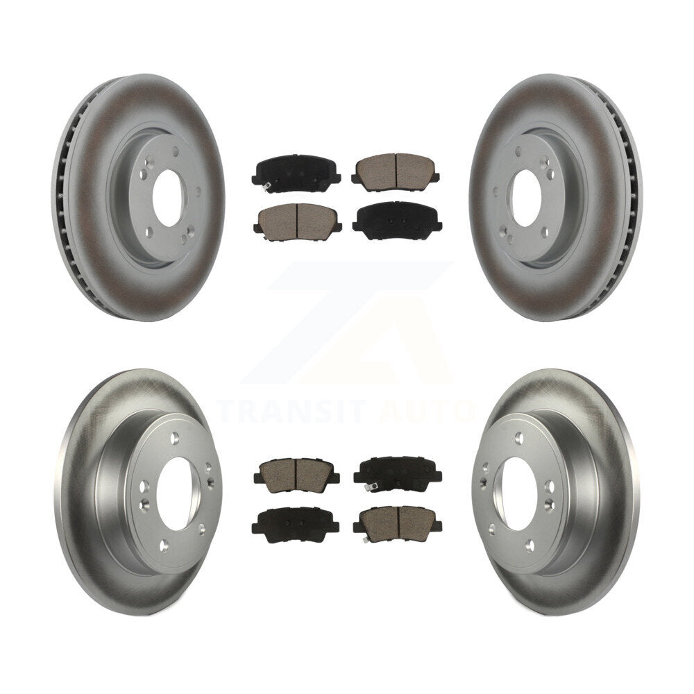 Front Rear Coated Disc Brake Rotors Ceramic Pad Kit For Kia Forte Forte5 Hyundai Veloster KGC-101272