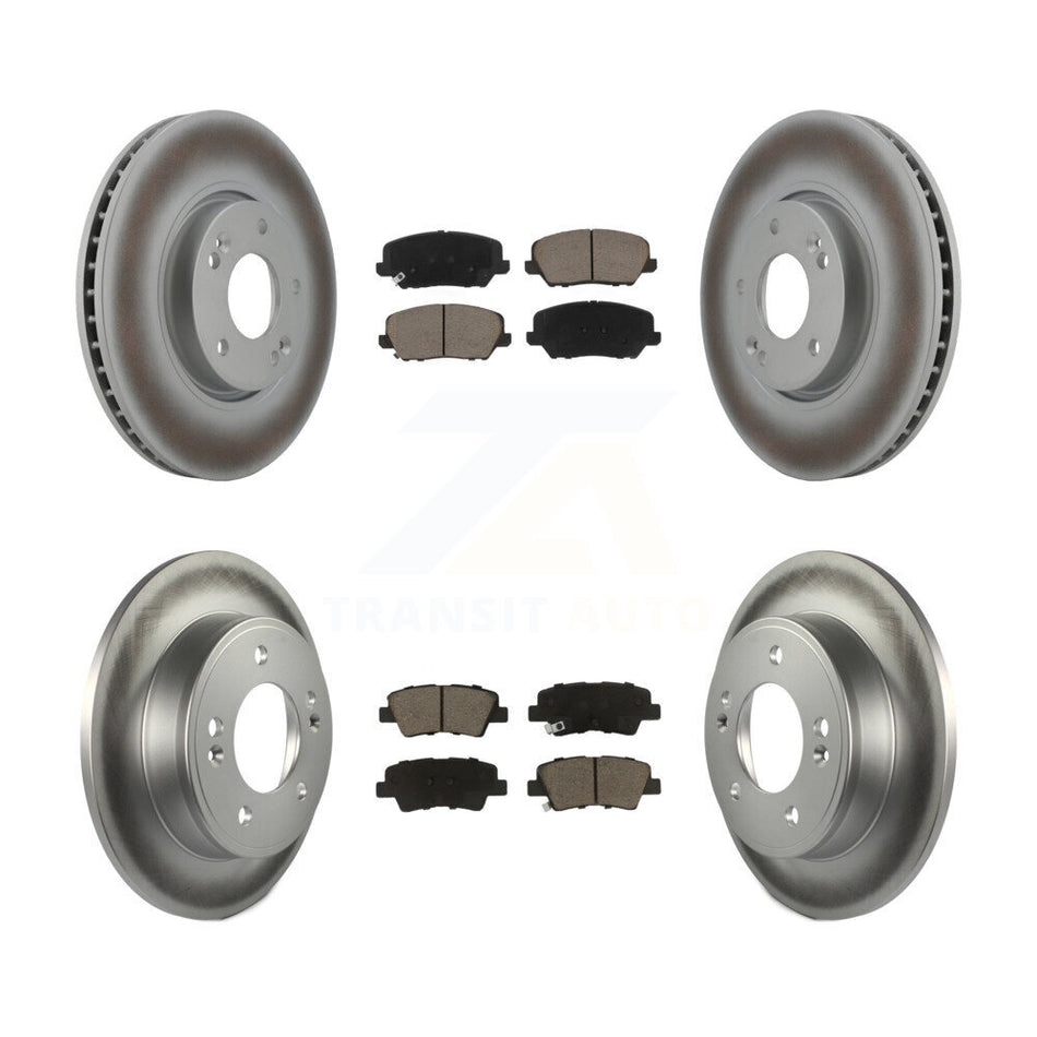 Front Rear Coated Disc Brake Rotors Ceramic Pad Kit For Kia Forte Forte5 Hyundai Veloster KGC-101272