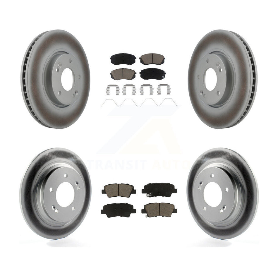 Front Rear Coated Disc Brake Rotors And Ceramic Pads Kit For 2017-2018 Kia Soul EV KGC-101275
