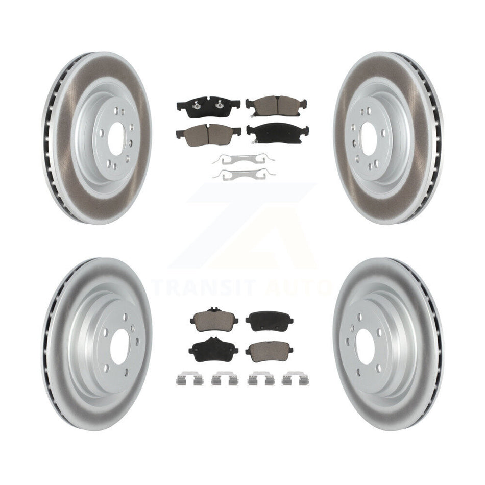 Front Rear Coated Disc Brake Rotors And Ceramic Pads Kit For 2016-2017 Mercedes-Benz GLE400 Without Sport Package KGC-101281