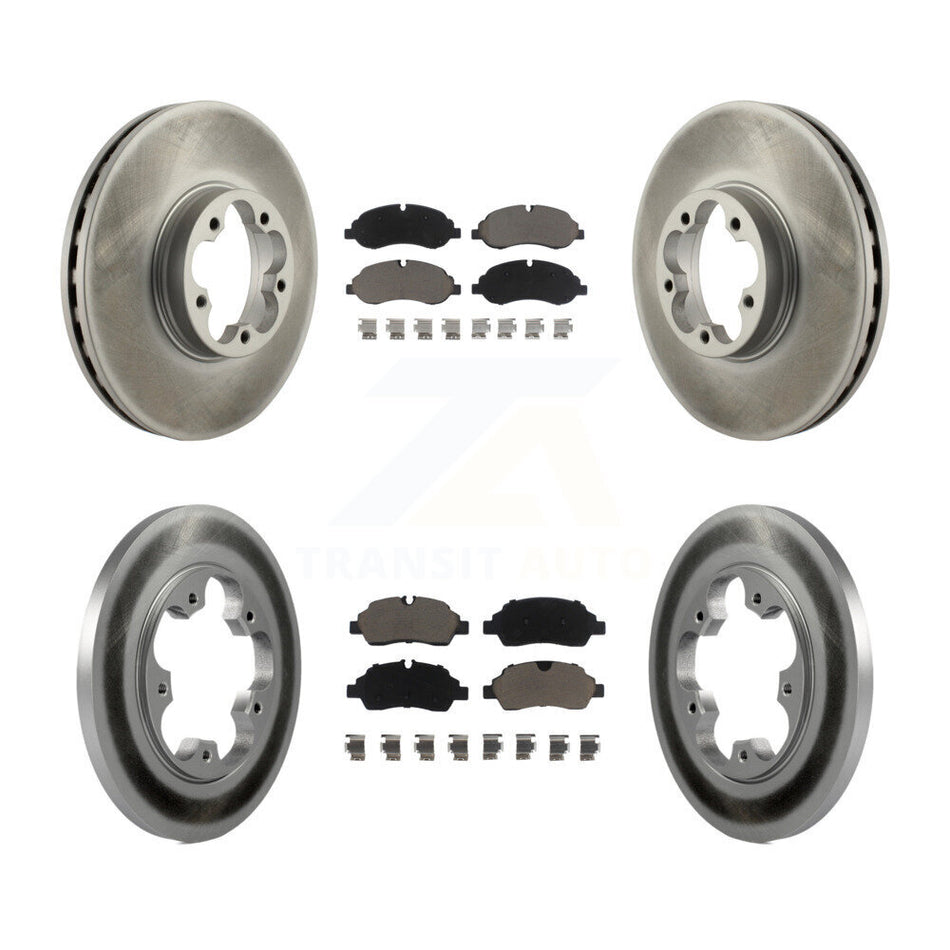 Front Rear Coated Disc Brake Rotors And Ceramic Pads Kit For 2016 Ford Transit-350 HD With 5 Lug Wheels KGC-101287
