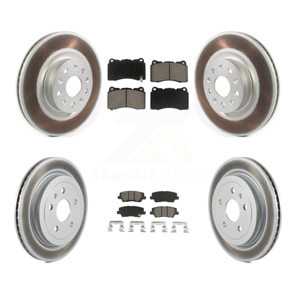 Front Rear Coated Disc Brake Rotors And Ceramic Pads Kit For Cadillac CTS With 18" Factory Wheels KGC-101308