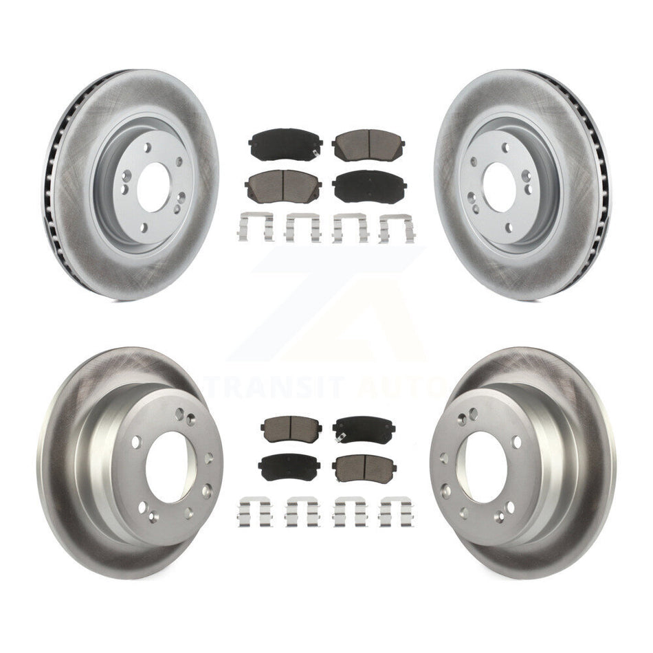 Front Rear Coated Disc Brake Rotors And Ceramic Pads Kit For 2015 Hyundai Tucson FWD with FUEL CELL EV (FCEV) engine KGC-101320