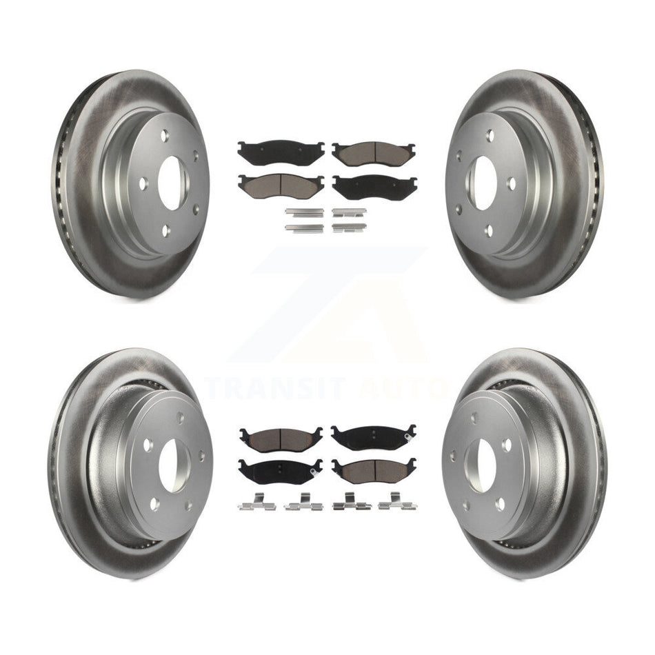 Front Rear Coated Disc Brake Rotors And Ceramic Pads Kit For Dodge Ram 1500 KGC-101332