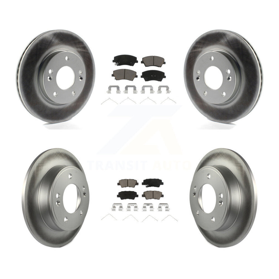 Front Rear Coated Disc Brake Rotors And Ceramic Pads Kit For 2017-2020 Hyundai Elantra 2.0L KGC-101345
