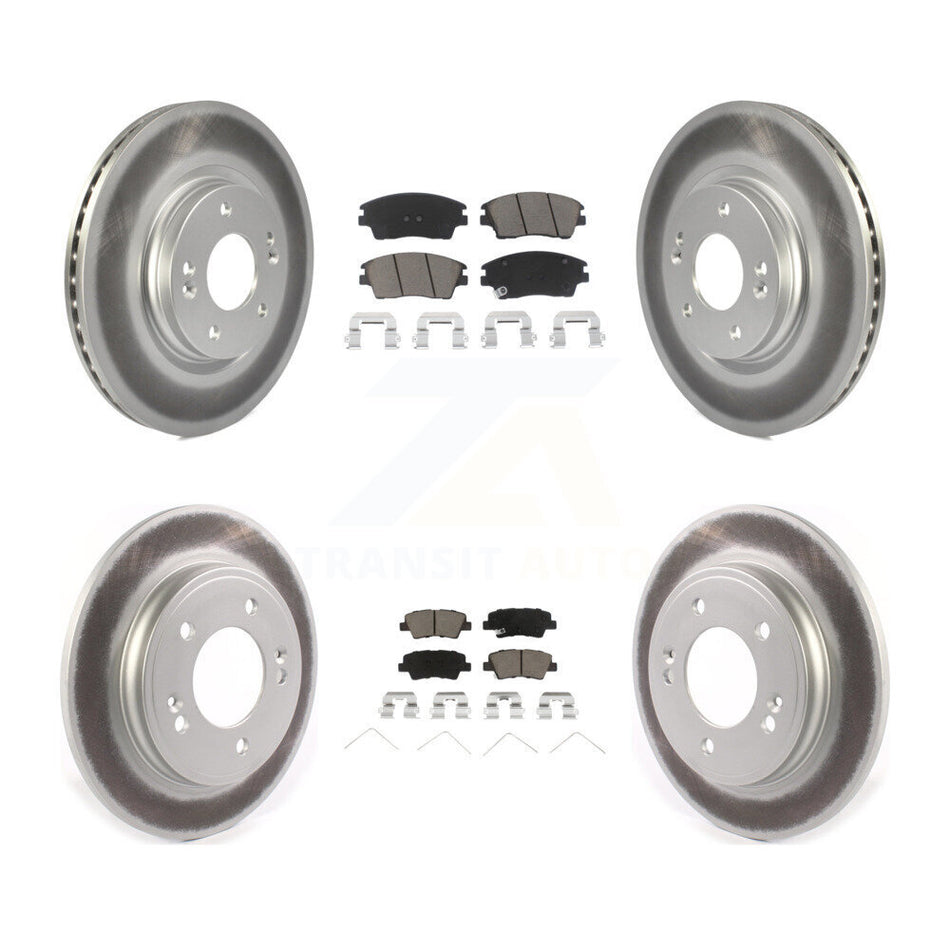 Front Rear Coated Disc Brake Rotors And Ceramic Pads Kit For 2017-2020 Hyundai Elantra 1.6L KGC-101346