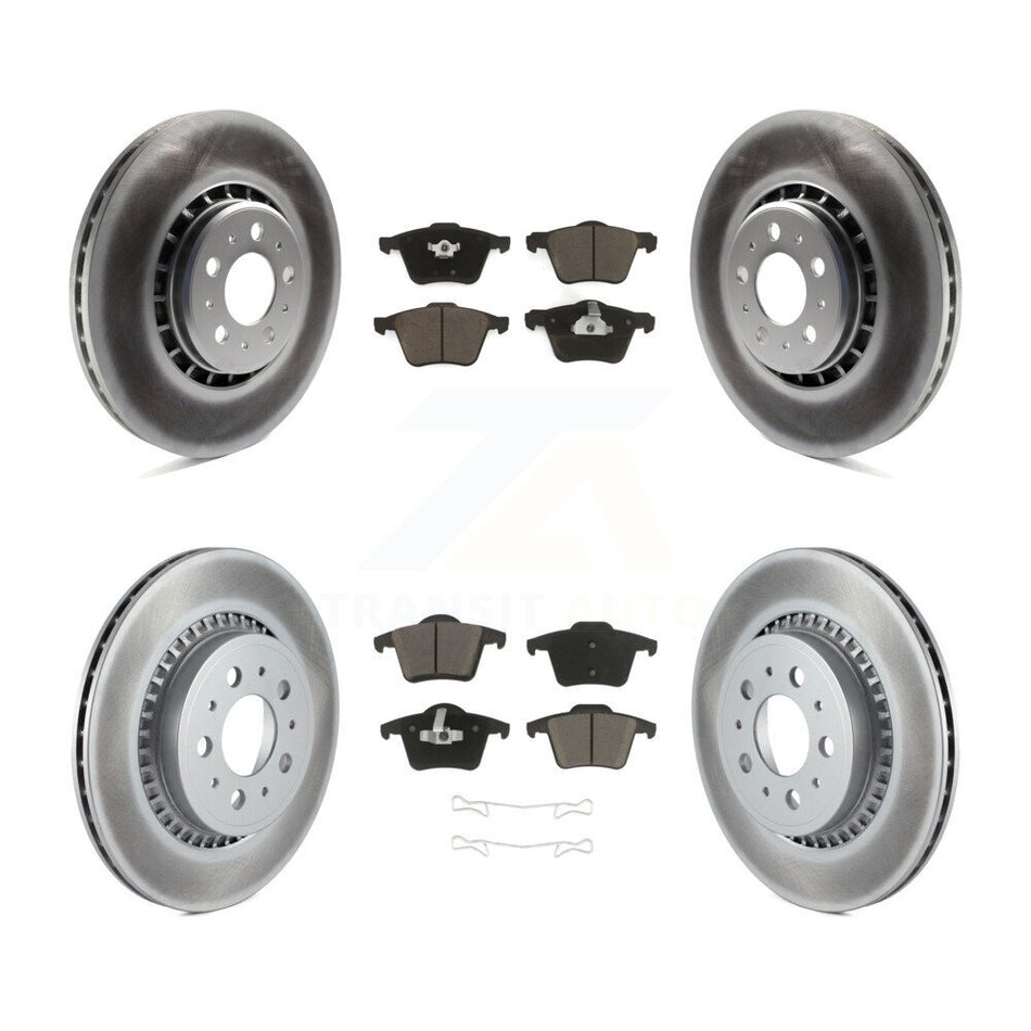Front Rear Coated Disc Brake Rotors And Ceramic Pads Kit For 2003-2014 Volvo XC90 With 336mm Diameter Rotor KGC-101348