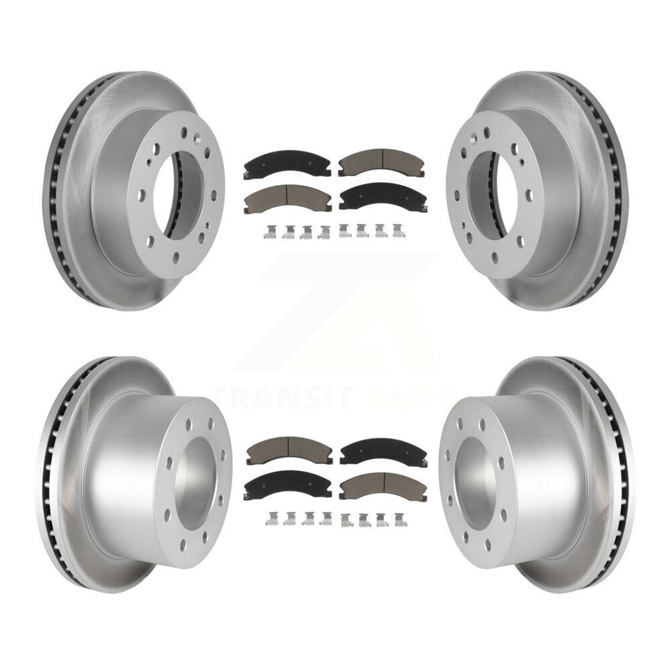 Front Rear Coated Disc Brake Rotors And Ceramic Pads Kit For 2011-2019 Chevrolet Silverado 3500 HD GMC Sierra With Dual Wheels KGC-101351