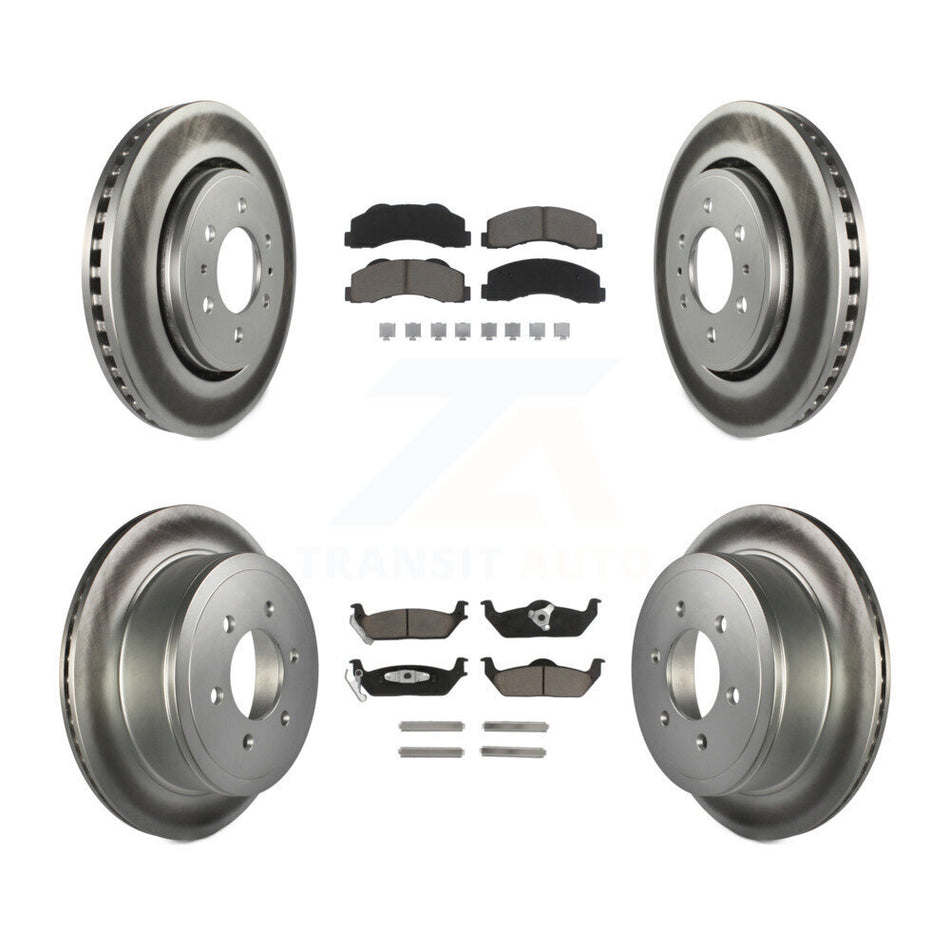 Front Rear Coated Disc Brake Rotors And Ceramic Pads Kit For 2010-2011 Ford F-150 With 6 Lug Wheels KGC-101365