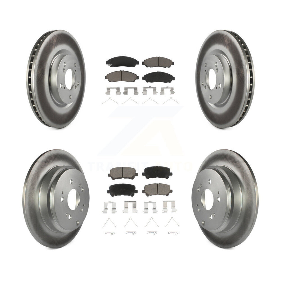 Front Rear Coated Disc Brake Rotors And Ceramic Pads Kit For Honda Pilot Acura MDX ZDX KGC-101371