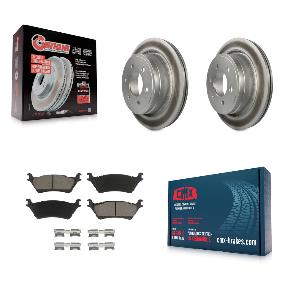 Rear Coated Disc Brake Rotors And Ceramic Pads Kit For Ford F-150 KGC-101425
