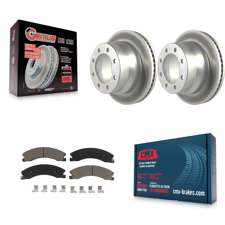 Rear Coated Disc Brake Rotors And Ceramic Pads Kit For Chevrolet Express 3500 GMC Savana 4500 KGC-101438