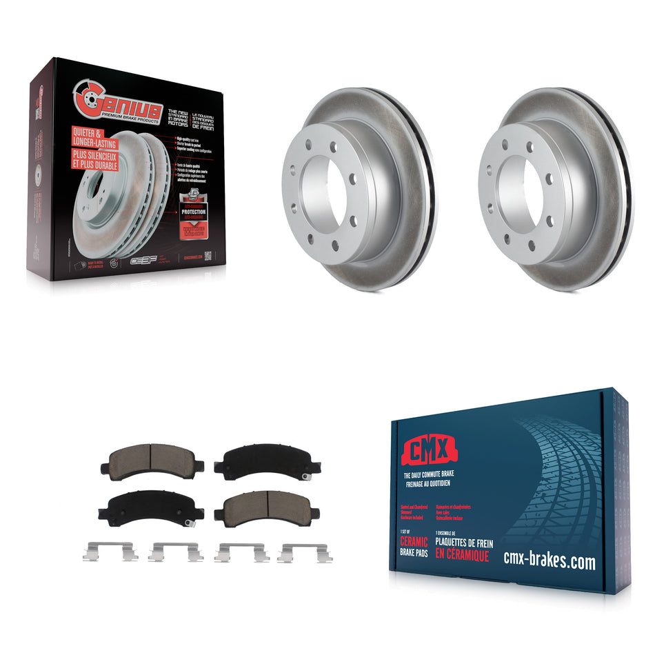 Rear Coated Disc Brake Rotors And Ceramic Pads Kit For Chevrolet Express 3500 2500 GMC Savana KGC-101440