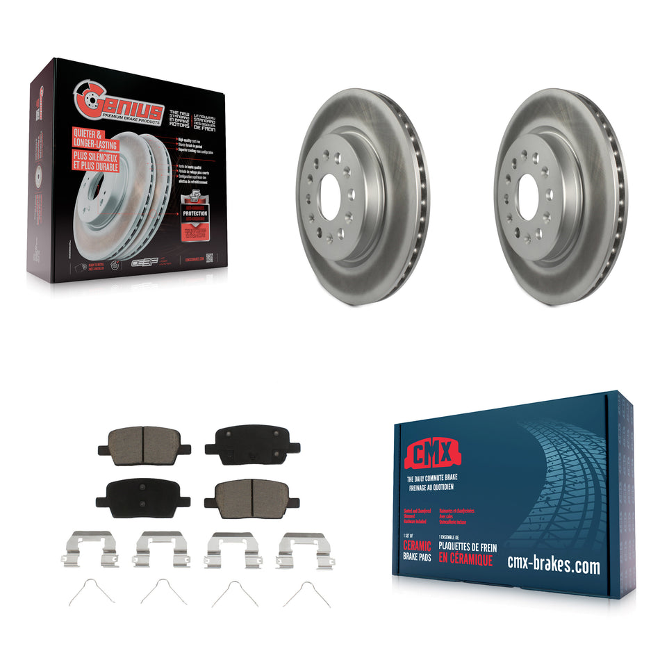 Rear Coated Disc Brake Rotors And Ceramic Pads Kit For Chevrolet Traverse GMC Acadia Cadillac XT5 Buick Enclave Blazer XT6 KGC-101443
