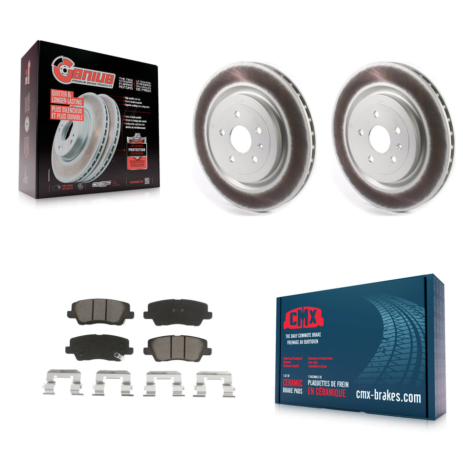 Rear Coated Disc Brake Rotors And Ceramic Pads Kit For 2015 Cadillac CTS 6.2L KGC-101456