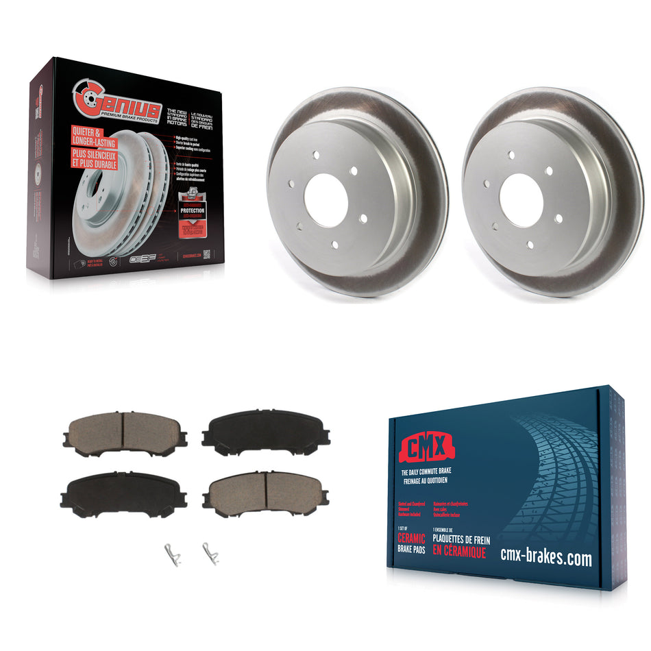 Rear Coated Disc Brake Rotors And Ceramic Pads Kit For 2017-2022 Nissan TITAN KGC-101458