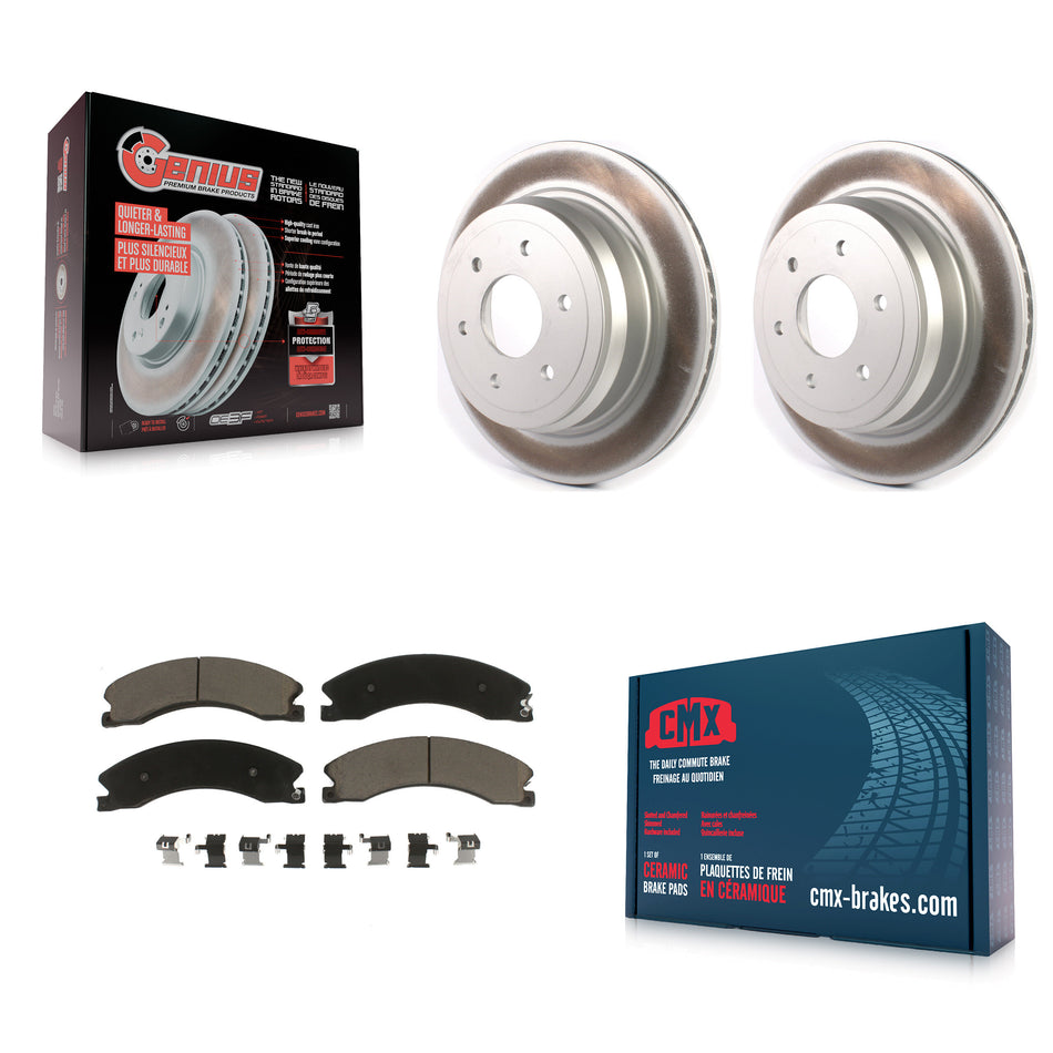 Rear Coated Disc Brake Rotors And Ceramic Pads Kit For 2016-2019 Nissan TITAN XD KGC-101460