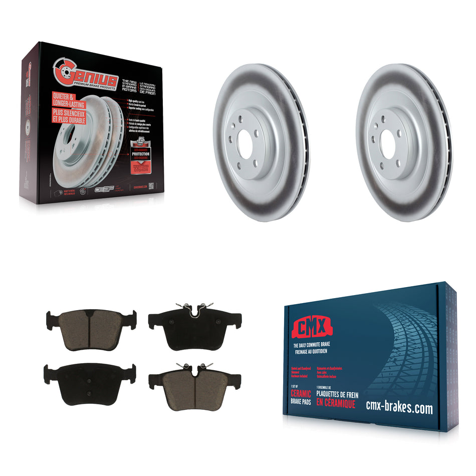 Rear Coated Disc Brake Rotors And Ceramic Pads Kit For 2016-2019 Volvo XC90 With 340mm Diameter Rotor KGC-101461