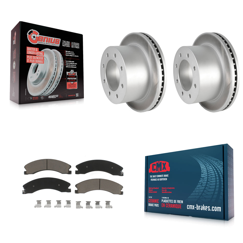 Rear Coated Disc Brake Rotors And Ceramic Pads Kit For 2011-2019 Chevrolet Silverado 3500 HD GMC Sierra With Dual Wheels KGC-101463
