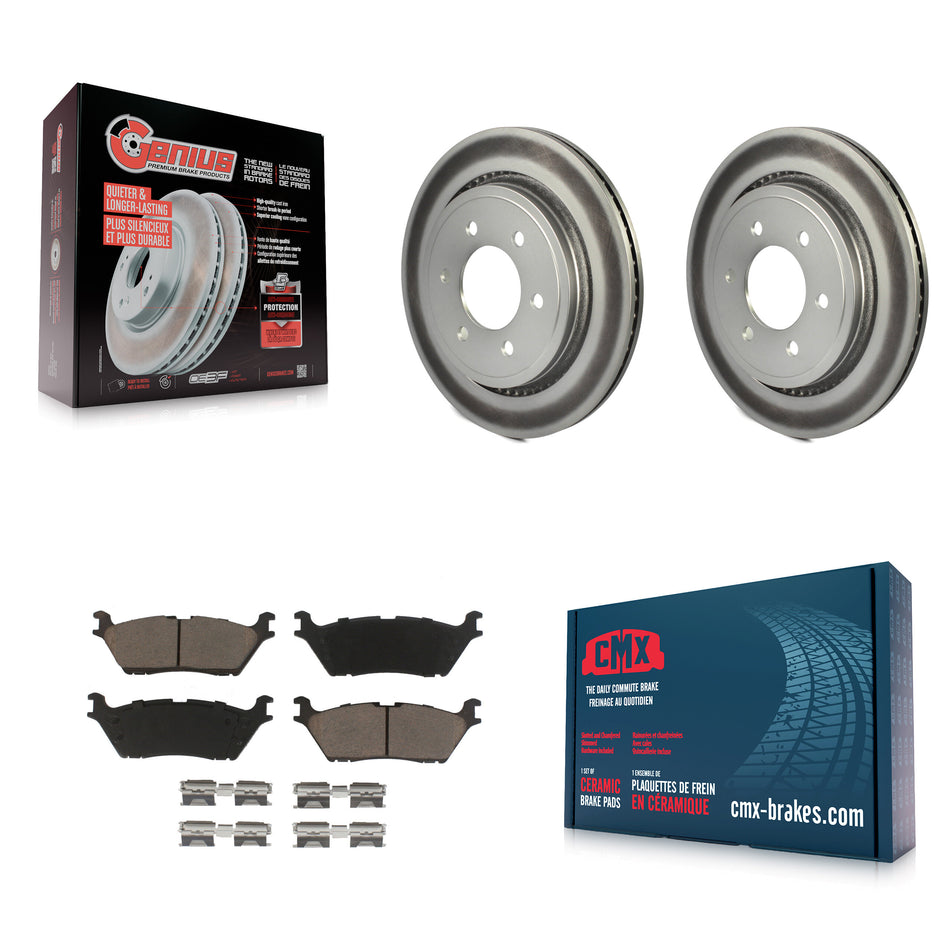 Rear Coated Disc Brake Rotors And Ceramic Pads Kit For 2015-2017 Ford F-150 With Electric Parking KGC-101493