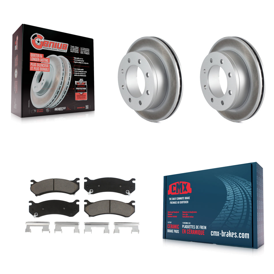 Rear Coated Disc Brake Rotors And Ceramic Pads Kit For Chevrolet Silverado 2500 HD GMC Sierra 3500 Classic Suburban Yukon XL Avalanche KGC-101494