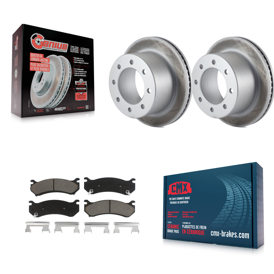 Rear Coated Disc Brake Rotors And Ceramic Pads Kit For 2007 GMC Sierra 3500 Classic With 12000 Lb GVW KGC-101498