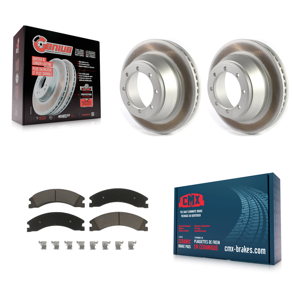 Rear Coated Disc Brake Rotors And Ceramic Pads Kit For Ford E-450 Super Duty KGC-101527