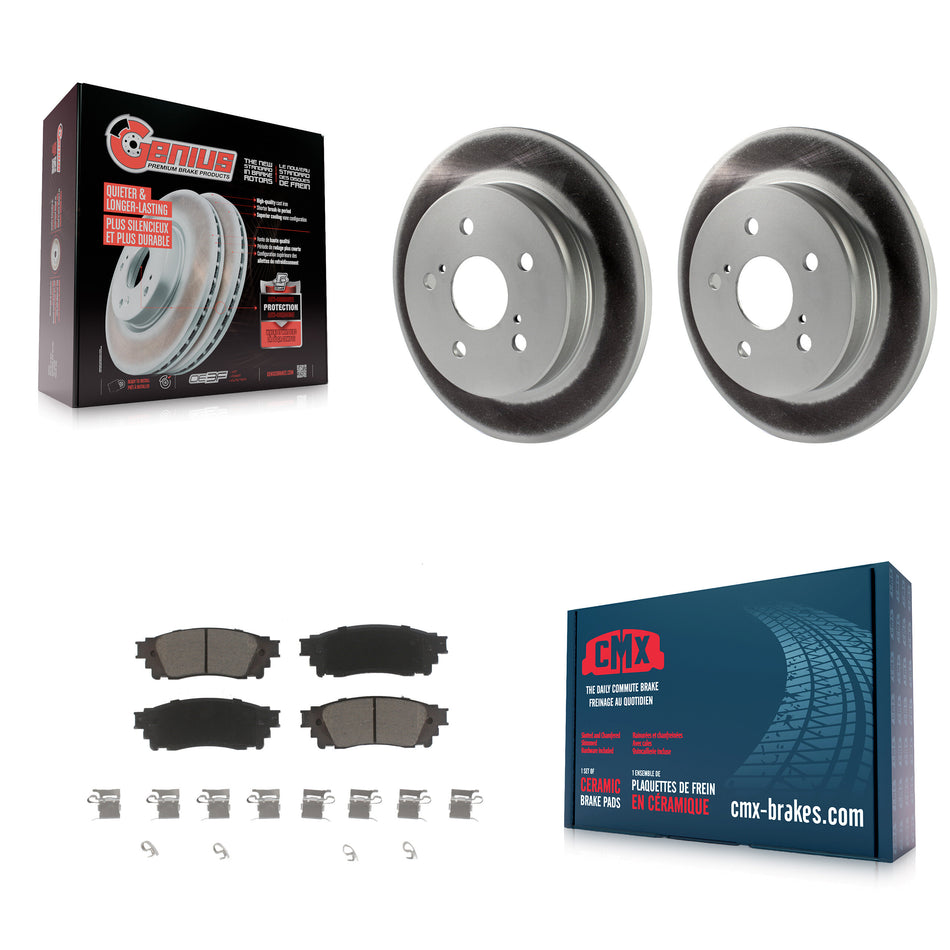 Rear Coated Disc Brake Rotors And Ceramic Pads Kit For Toyota Camry RAV4 Lexus NX200t C-HR NX300 ES350 Avalon NX300h ES300h UX250h UX200 ES250 Venza Corolla Cross KGC-101532