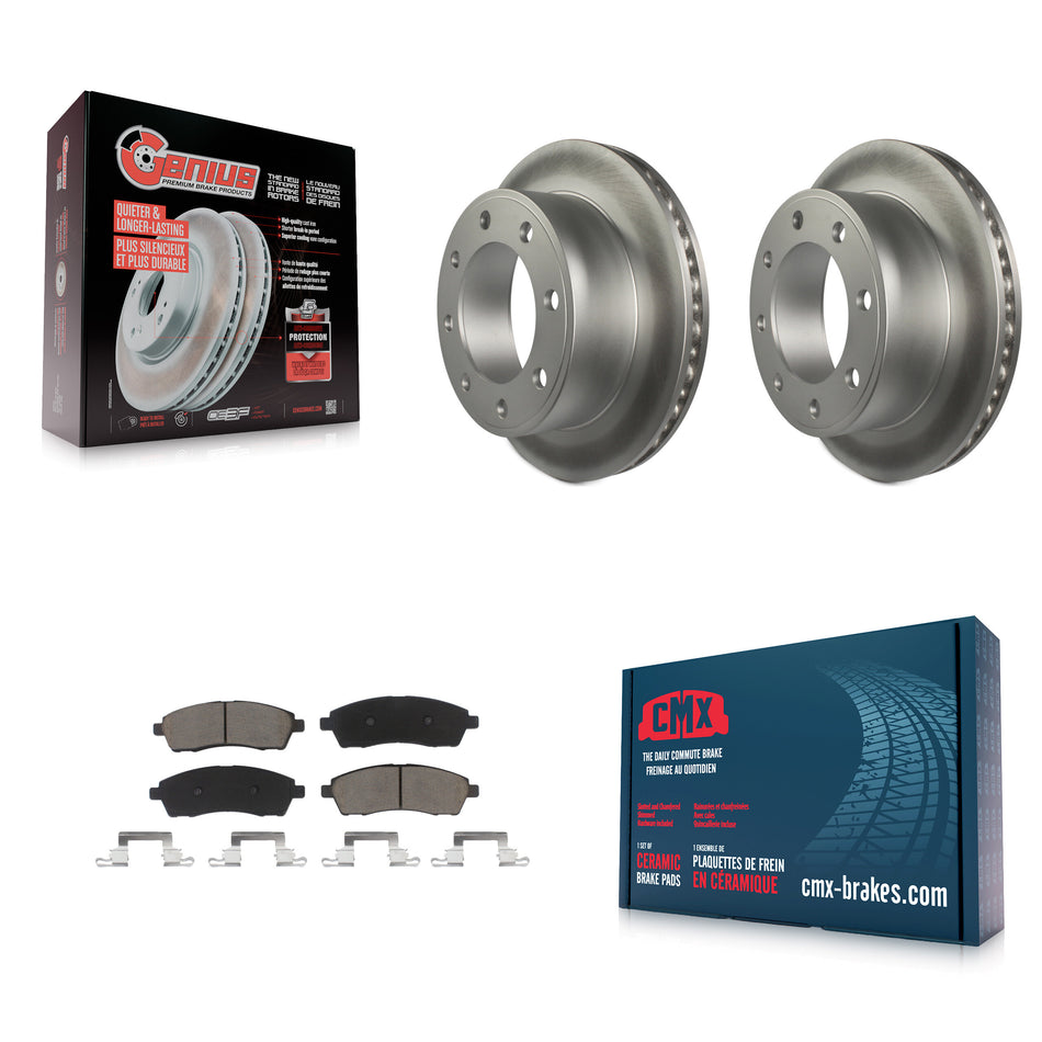 Rear Coated Disc Brake Rotors And Ceramic Pads Kit For Ford F-250 Super Duty F-350 Excursion KGC-101573