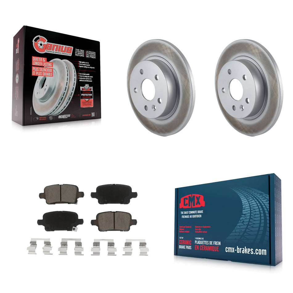 Rear Coated Disc Brake Rotors And Ceramic Pads Kit For 2016 Chevrolet Cruze With 268mm Diameter Rotor KGC-101599