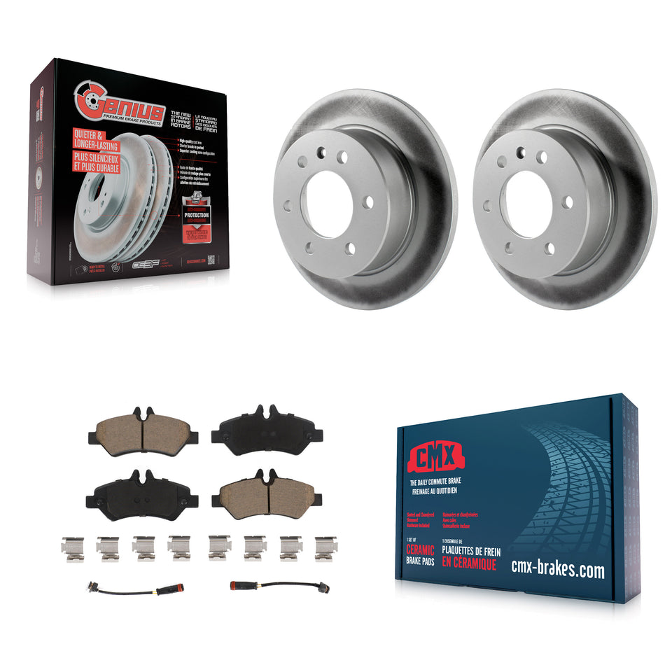 Rear Coated Disc Brake Rotor & Ceramic Pad Kit For Sprinter 2500 Mercedes-Benz Dodge 3500 KGC-101657