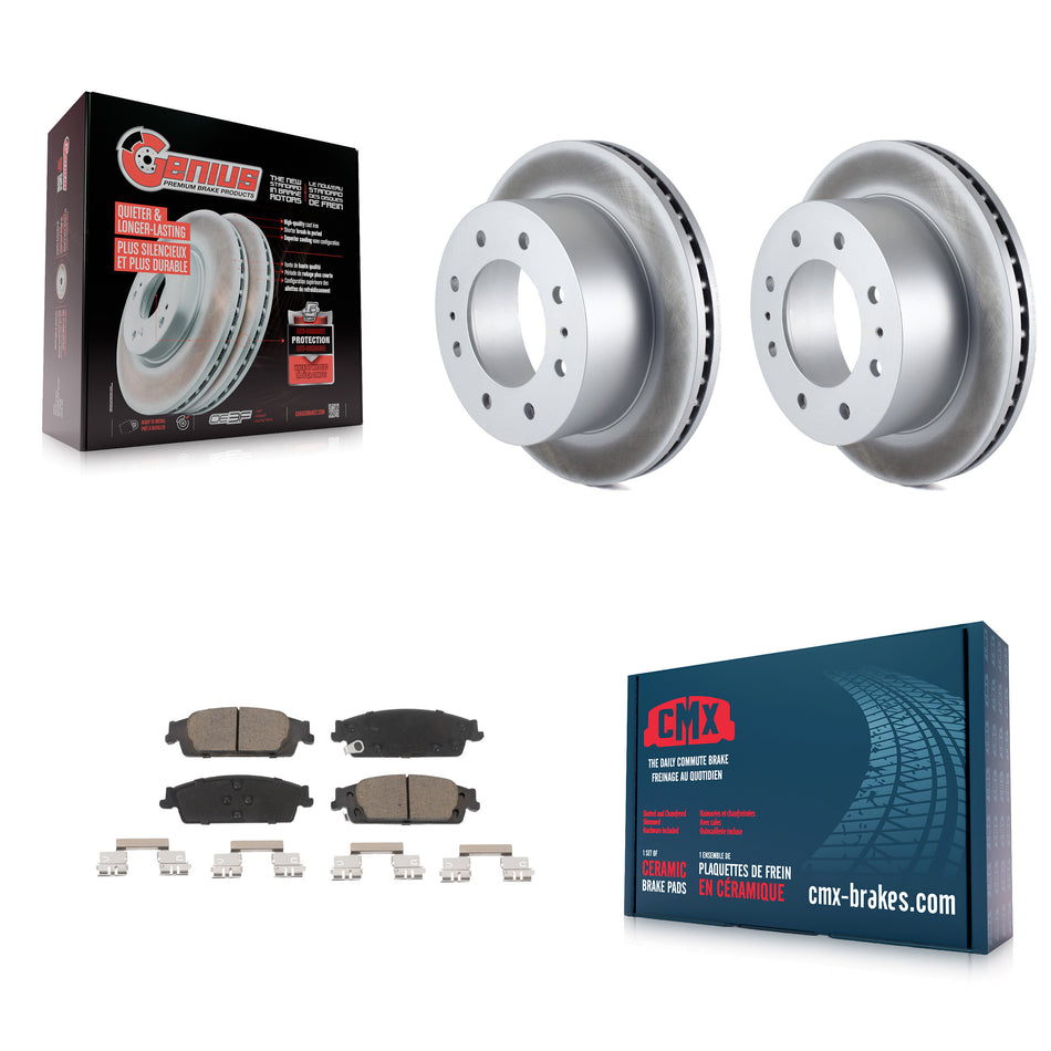 Rear Coat Brake Rotors Ceramic Pad Kit For 2017-2019 Chevrolet Suburban With 8 Lug Wheels KGC-101664