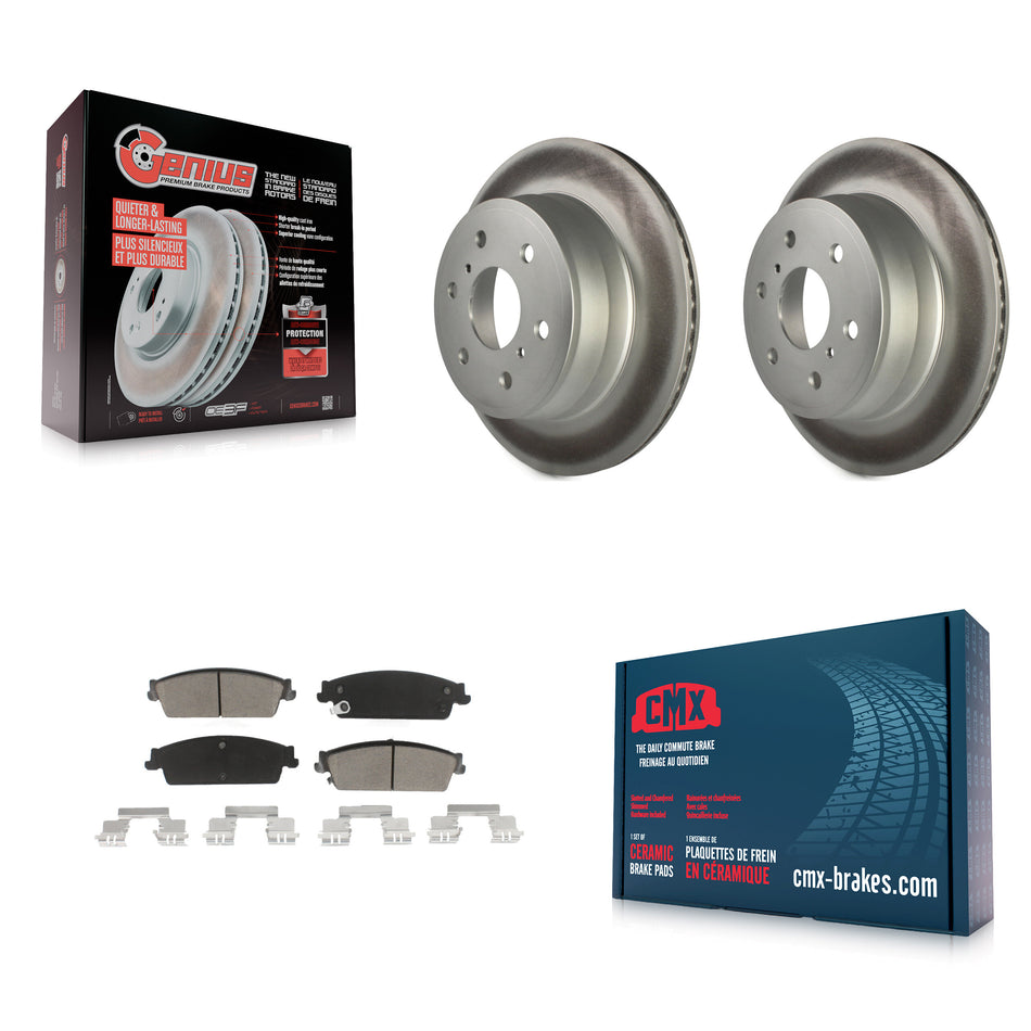 Rear Coated Disc Brake Rotors And Ceramic Pads Kit For Chevrolet Silverado 1500 GMC Sierra Tahoe Suburban Yukon Cadillac XL Avalanche Escalade ESV EXT KGC-101666