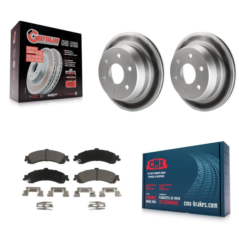 Rear Coated Disc Brake Rotors And Ceramic Pads Kit For 2002 Chevrolet Suburban 1500 4WD With Single Piston Caliper KGC-101680