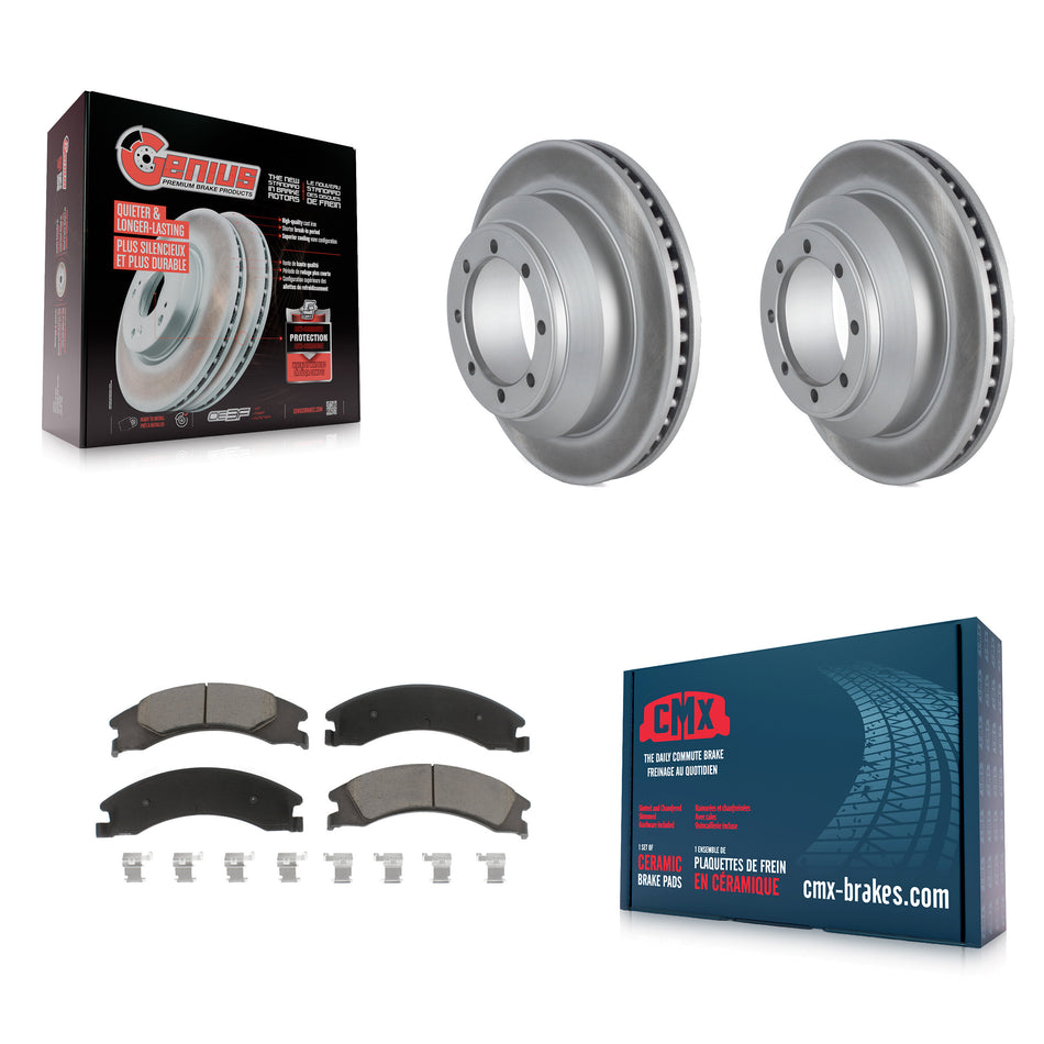 Rear Coated Disc Brake Rotors And Ceramic Pads Kit For Ford E-350 Super Duty Econoline With Dual Wheels KGC-101703