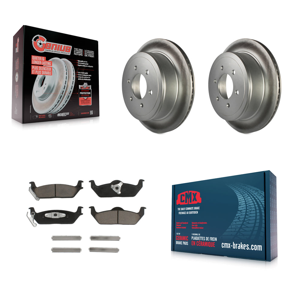 Rear Coated Disc Brake Rotors And Ceramic Pads Kit For Ford F-150 Lincoln Mark LT KGC-101736