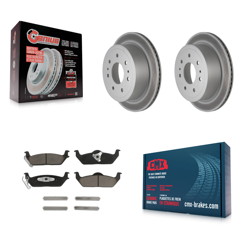 Rear Coated Disc Brake Rotors And Ceramic Pads Kit For Ford F-150 Lincoln Mark LT KGC-101737