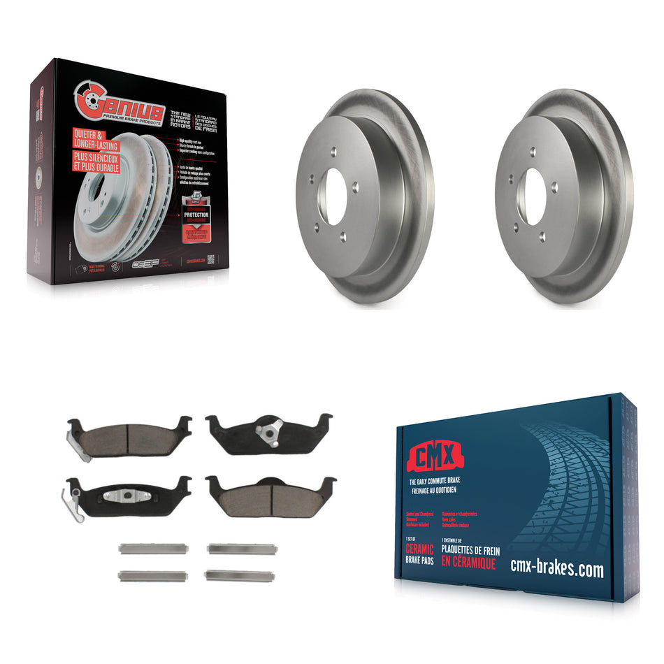 Rear Coated Disc Brake Rotors And Ceramic Pads Kit For 2004 Ford F-150 With 5 Lug Wheels 11th Digit Of Vin Is C KGC-101738