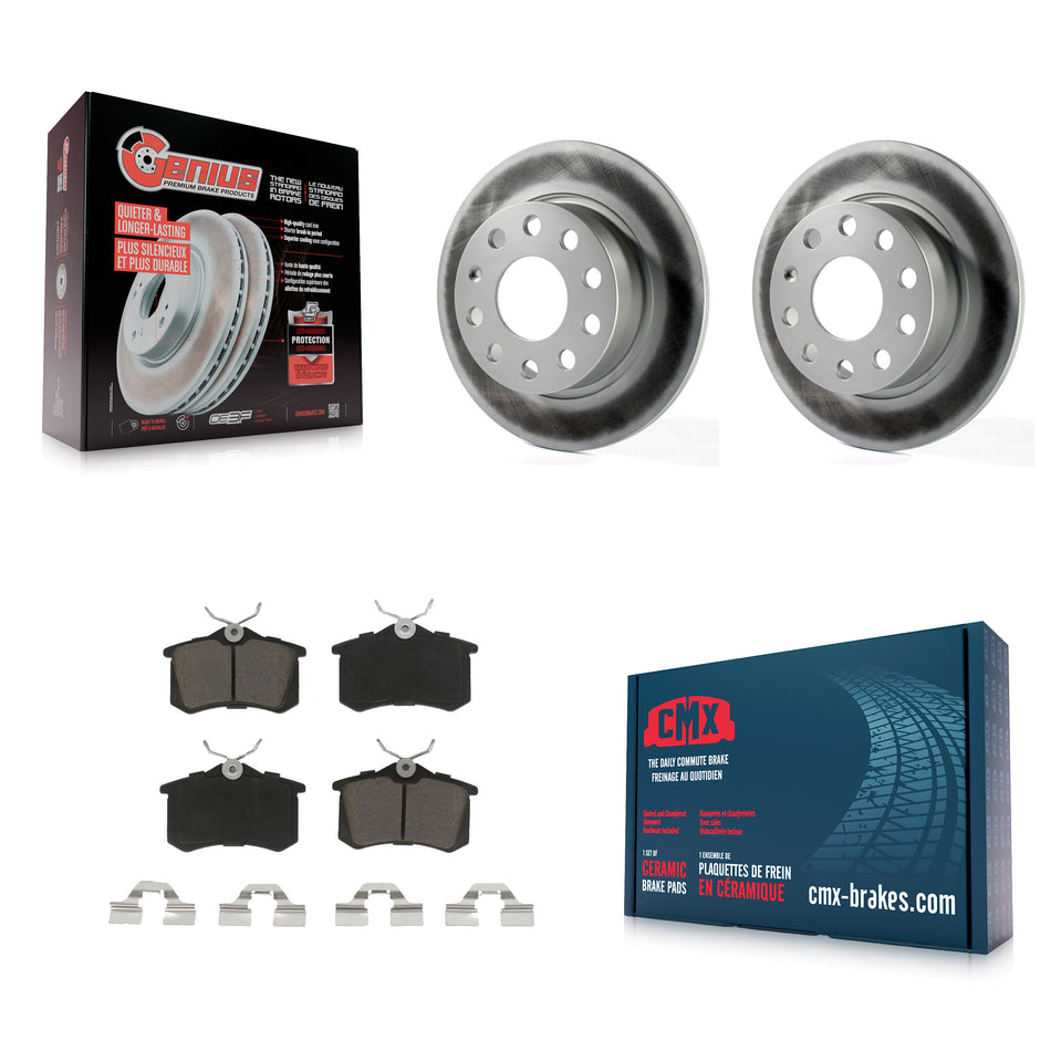 Rear Coated Disc Brake Rotors And Ceramic Pads Kit For 2011 Volkswagen Jetta With 253mm Diameter Rotor KGC-101757