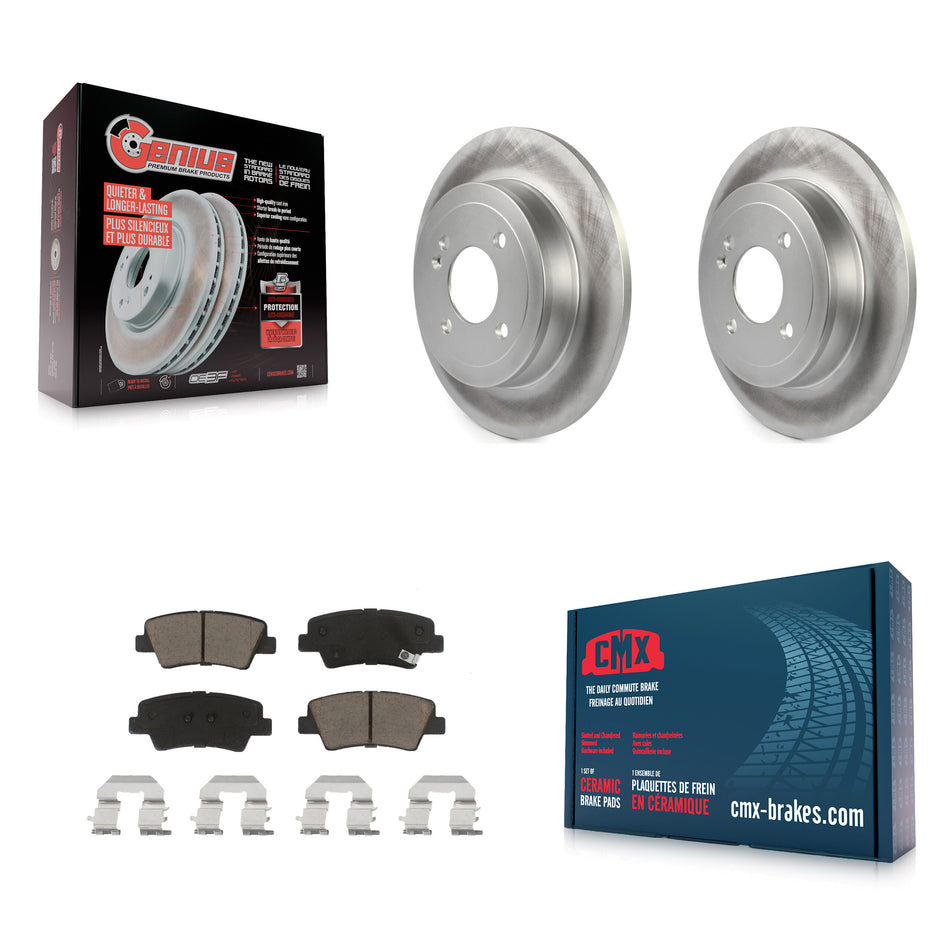 Rear Coated Disc Brake Rotors And Ceramic Pads Kit For 2011 Hyundai Accent KGC-101786
