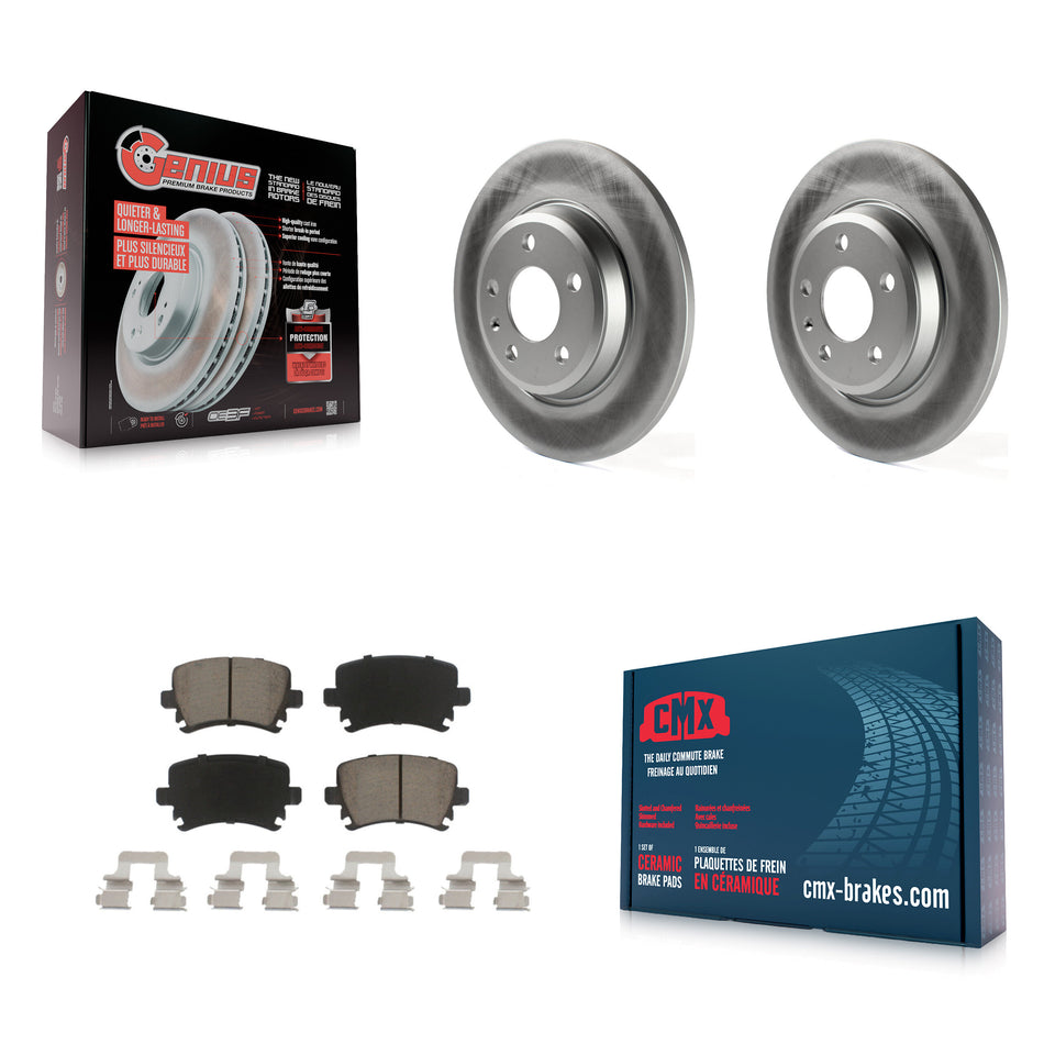 Rear Coated Disc Brake Rotors And Ceramic Pads Kit For 2009 Audi A4 Quattro Convertible With 300mm Diameter Rotor KGC-101797