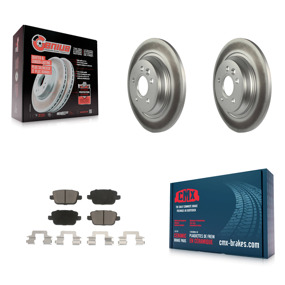 Rear Coated Disc Brake Rotors And Ceramic Pads Kit For 2008-2011 Volvo S80 FWD With Electric Parking KGC-101819